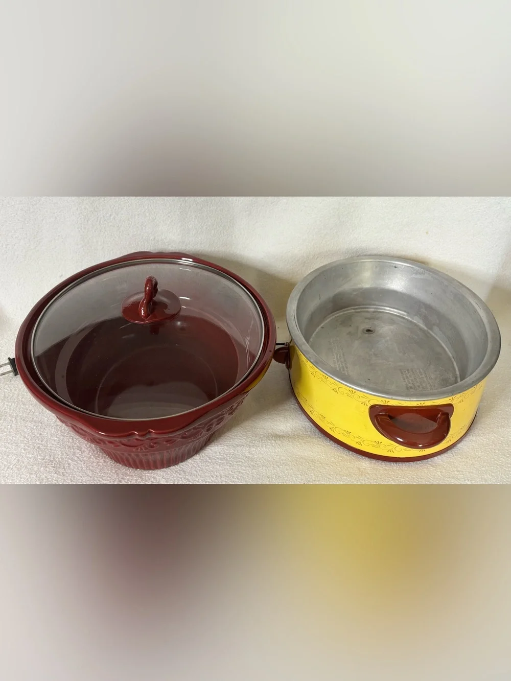 Vintage Rival Crock-Pot Yellow and Brown Ceramic Slow Cooker